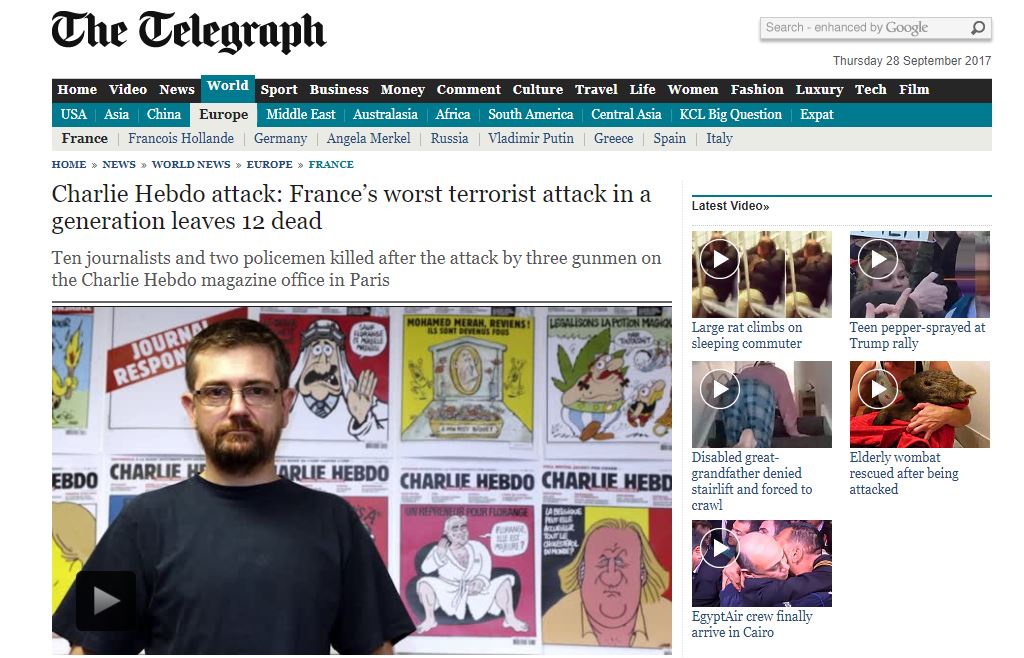 Charlie Hebdo attack: France’s worst terrorist attack in a generation leaves 12 dead (Telegraph)